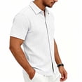 thumbnail image 4 of FRSASU Men's Casual Polo Shirt Summer Short Sleeve Vacation Button Down Beach Knit Stretchy Golf Shirts White, 4 of 7