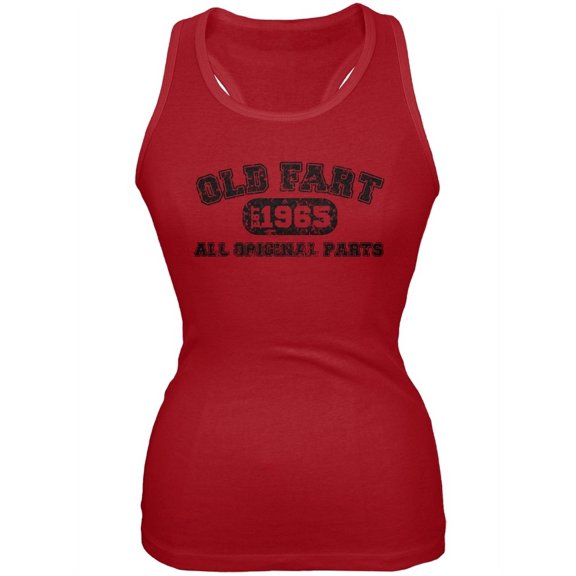 Old Fart Original Parts 1965 Funny Red Juniors Soft Tank Top - Small