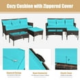 thumbnail image 6 of Patiojoy 3 PCS Patio Furniture Set Outdoor All Weather Wicker Conversation Set w/Cushioned Ottoman & Side Table Turquoise, 6 of 10