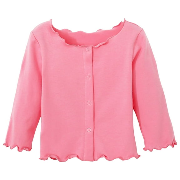 Zshosam Girls Cardigan Sweaters Long Sleeve Girls' Long Sleeve Knitted Cardigan Kids Button Closure Sweaters Cropped Cover Up Tops Size 12 18 Months,(Pink 12-18 Months)
