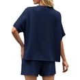 thumbnail image 5 of Short Sleeve Women 2 Pieces Matching Sets Ribbed Tops and Shorts Lounger Sets, 5 of 6