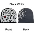 thumbnail image 5 of Gorro unisex para adultos Y2k con diseño de telaraña y letras gráficas, gorros cálidos de invierno, 5 of 5