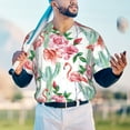 thumbnail image 5 of Hirioo Flamingo Flower for Men's Baseball T-shirt Shirts Short Sleeve Casual Summer Button Stretch T Shirts,Size S-4XL-4X-Large, 5 of 7