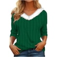 thumbnail image 1 of KIHOUT Spring Winter Womens Tops Solid Color Long Sleeve V-Neck Casual Plush Blouse Tunic Tops, 1 of 6