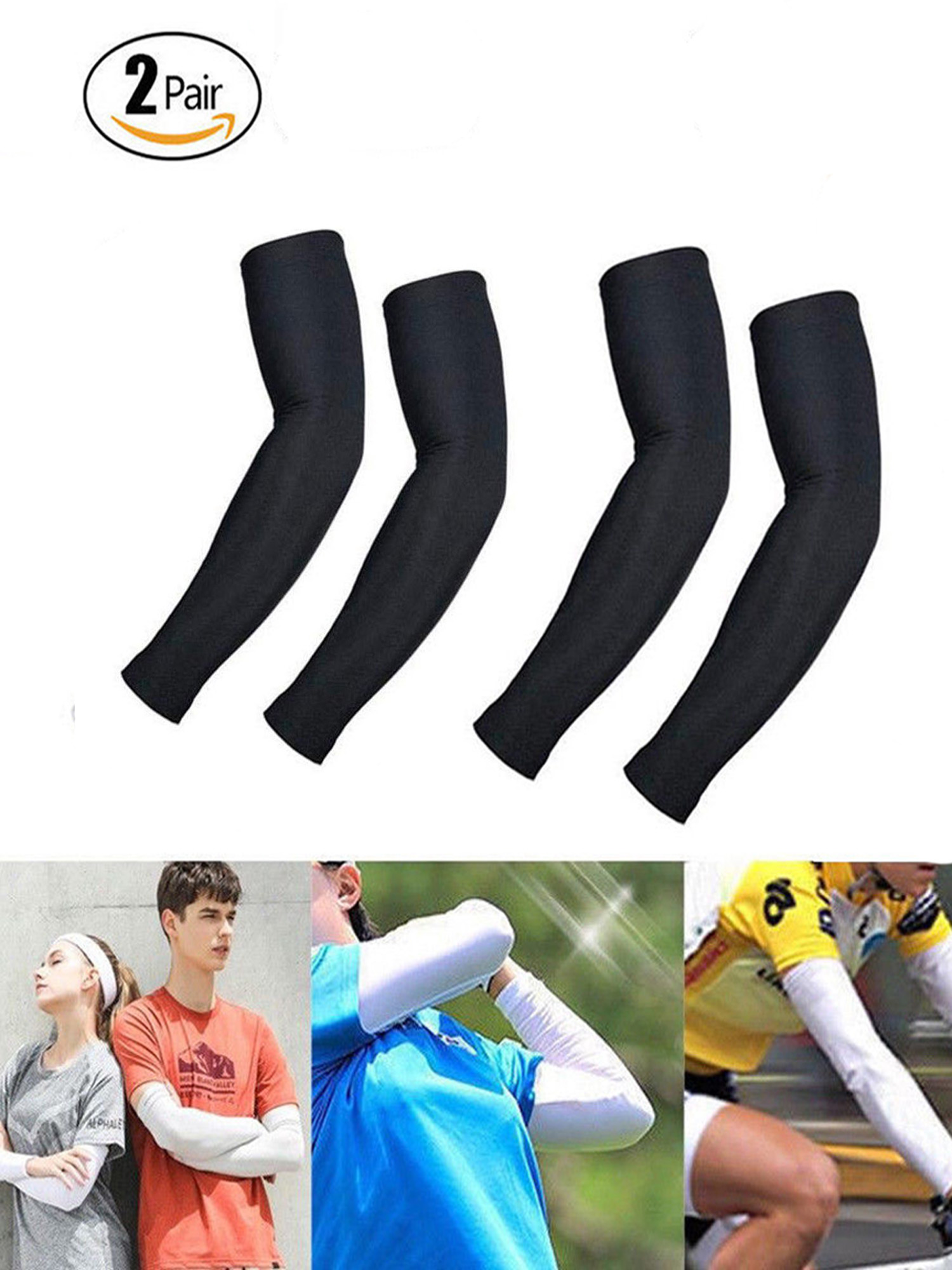 Spencer 2Pair UV Sun Protection Arm Cooling Sleeves Cover for Men&Women for Golf Cycling