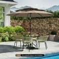 thumbnail image 2 of Demifill 10 Feet Solar Patio Umbrella with 32 LED Lights 3-Tier Vented Top for Patio, Garden, Backyard, Outdoor Shade, Taupe, 2 of 13