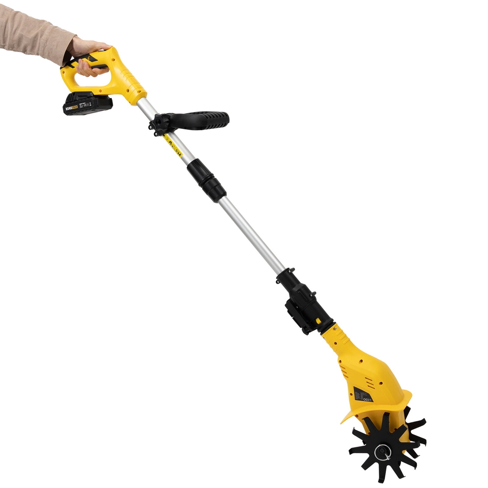20V Yellow Hand-held Cultivator Tiller Garden Yard Battery Powered Cordless Cultivator for Farms