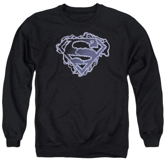Superman Electric Supes Shield Adult Crewneck Sweatshirt Black
