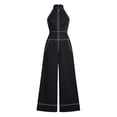 thumbnail image 6 of PBFRDSJ Women's Halter Neck Front Zip Jumpsuit Spaghetti Strap Wide Leg Casual Jumpsuits with Pockets Sizes S-2XL, 6 of 6