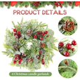 thumbnail image 4 of Guvpev 6 Pcs 9.2" Mini Christmas Wreaths for Cabinets Small Wreath Kitchen with Ribbon Christmas Decorations Candle Rings Red Berry Pine Cone Wreaths for Windows Farmhouse Xmas Decor Table, 4 of 9
