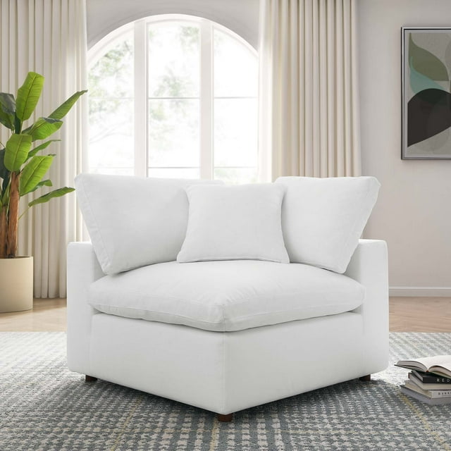 Modway Commix Down Filled Overstuffed Corner Chair, Pure White