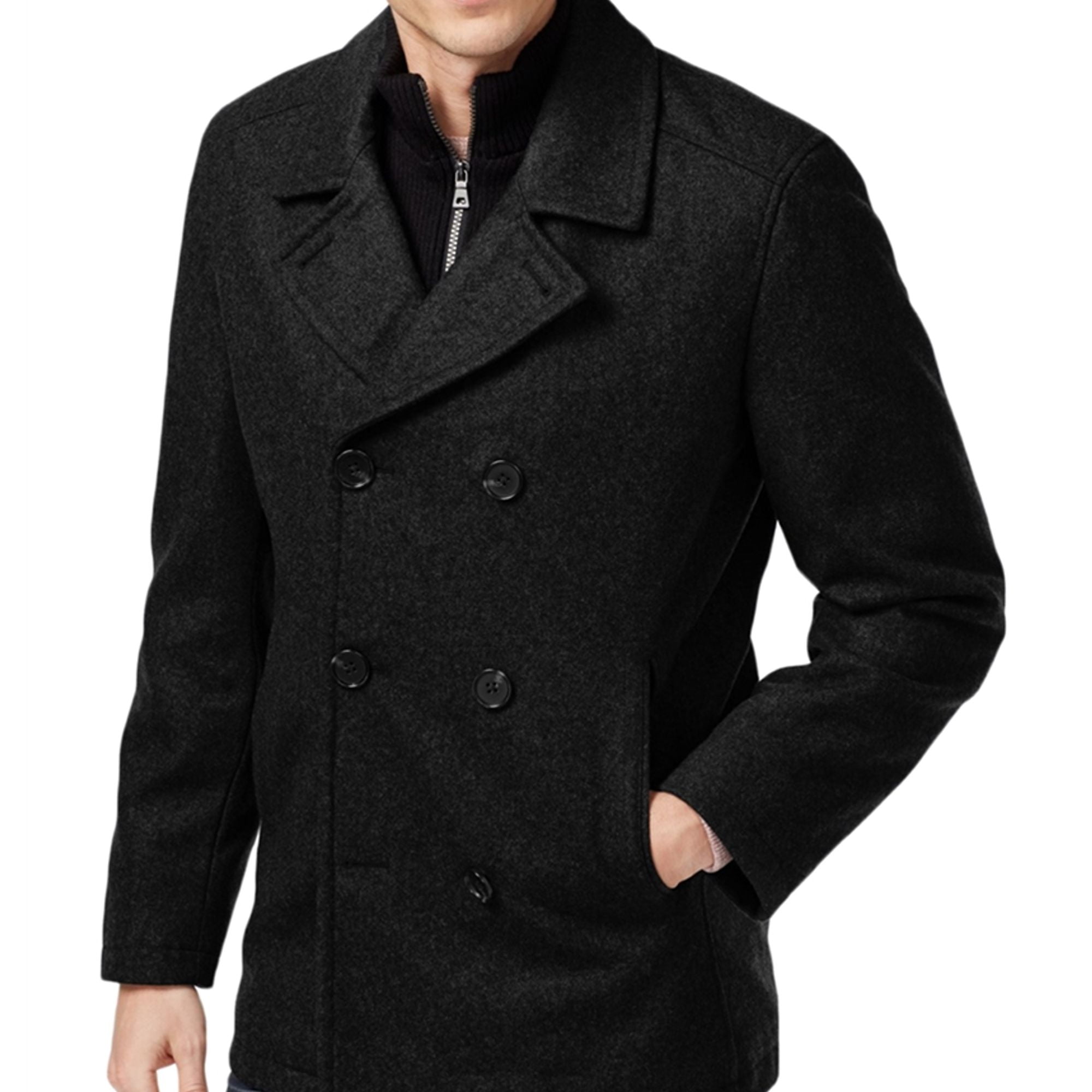 【24AW】DOUBLE FACE PEA COAT(BLACK) Black double-collar peacoat | Le 31 | Shop Men's Overcoats Online