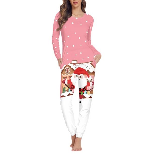 Conjunto de pijama de manga larga para mujer, ropa de dormir informal de dos piezas, con estampado a pedido, para Otoño e Invierno