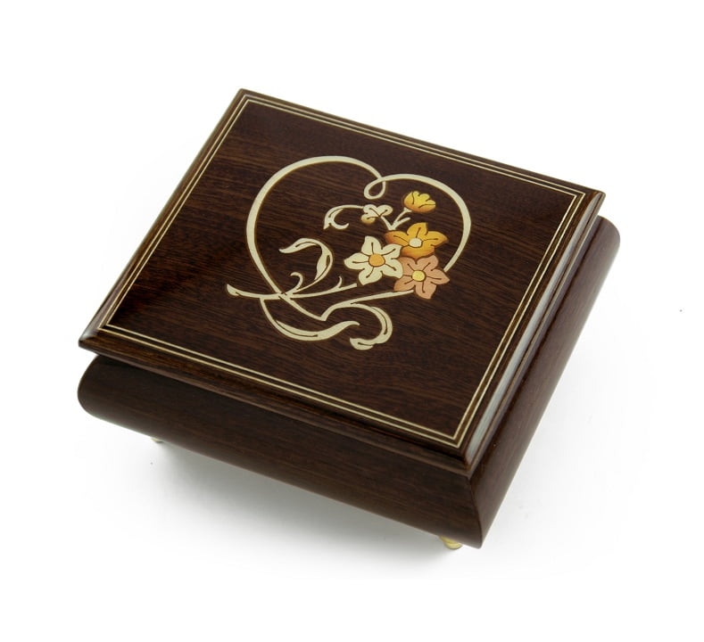 First Kiss Small Wooden Jewelry Box Valentine Keepsake Box Cute Kids and Heart Box