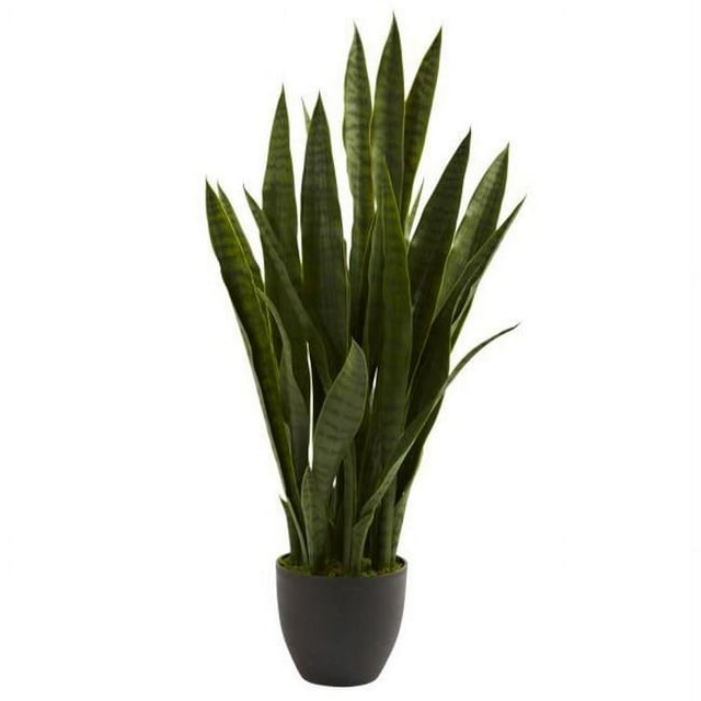 Nearly Natural Green 4855 35 Po. Sansevieria avec Jardinière Noire