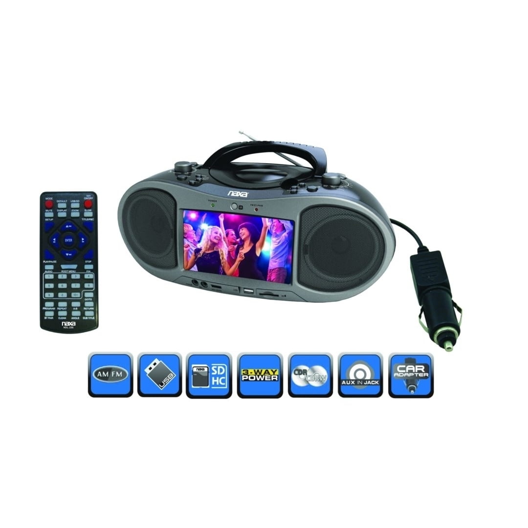 Naxa Electronics 7-inch Bluetooth DVD Boombox, Portable CD