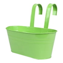 ZMKIAG Metal Iron Hanging Flower Pots for Railing Fence Outdoor Planter Hanging Bucket Pots Countryside Style Window Flower Plant Holder with 2 Hooks Home Decor