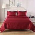 thumbnail image 2 of Soft Silk 3 PC Duvet Cover Set with Fitted Sheet 15" Inches Deep Pocket (1 Fitted 1 Duvet Cover 2 Pillow Shams) 800 Thread Count King Size Burgundy Solid, 2 of 5
