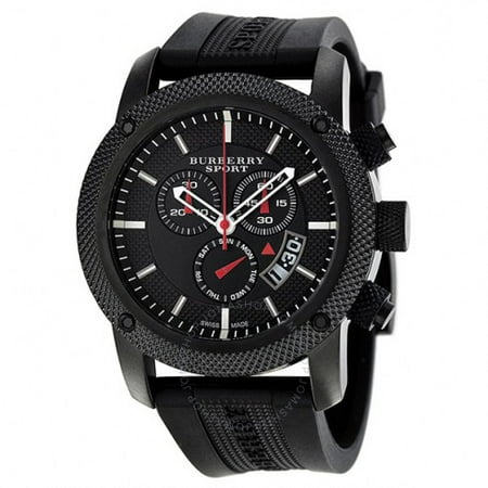 Black Rubber Watch - Burberry BU7701 Sport Swiss Chronograph Black Rubber Strap Men Watch
