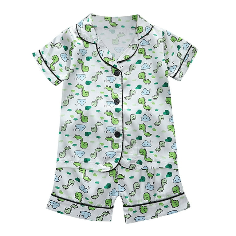 2024 New Kids Toddler Baby Girls Sleepers 18 Months Spring Summer Cartoon Print Little Girls Set Short Sleeve Sleepwear Outfits Sleepers Baby Girl Pajamas Clothes Green 90 Walmart