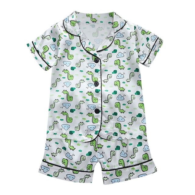 MIASHUI Girls Sleepwear and Robes Cartoon Print Short Sleeve Pajamas for Toddlers Comfortable Outfits for Spring and Summer Ideal for Home or Sleepover
