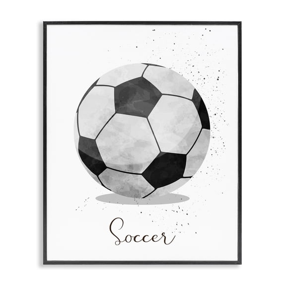 Stupell Industries Eclectic Let's Play Ball Soccer Black Framed Giclee Art, 11 x 14, by Christine Simpson Art