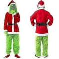 thumbnail image 2 of 7pcsTheGrinchCostumeChristmasCosplayAdultSantaCostumeOutfitsSet+MaskA, 2 of 4
