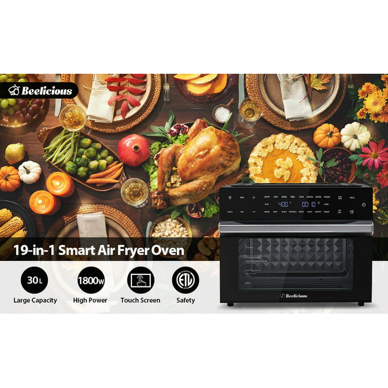 Beelicious 32qt Extra Large Air Fryer, 19-in-1 Air Fryer Toaster Oven Combo with Rotisserie and Dehydrator, Digital Convection Oven Countertop