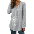 thumbnail image 4 of Nlife Women Long Sleeve Lace Up V Neck Long Sleeve Top, 4 of 10
