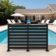 VEIKOUS 48"H x 78"L Freestanding Privacy Screen 2-Panel W/ Metal Stakes & Ground Fixed, Windproof Outdoor Divider Screen for Garden, Pool, Black