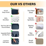 Lux Decor Collection Queen Sheets Set - 6 Piece Microfiber 16 Inch Deep Pocket Bed Sheets Set - Navy Blue