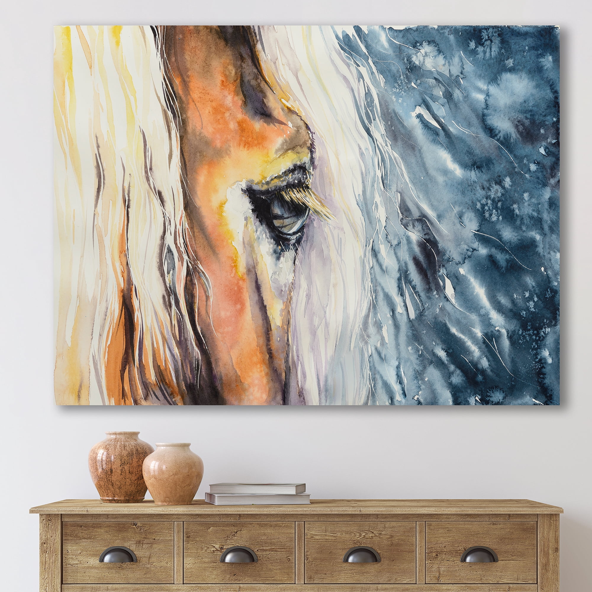 Designart ' Abstract Close-Up of A Beautiful Horses Eye II ' Farmhouse Canvas Wall Art Print