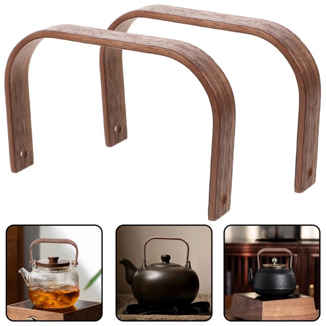 WEUVEB 2Pcs Kettle Handles Coffee Colored Wood for Easy Removal and Installation for Adults and Home Use