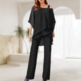 thumbnail image 4 of Pantalones Conjunto de 2 piezas a juego para mujer, trajes de noche de boda con dobladillo asimétrico de gasa elegante (Negro XL) Ygjytge Negro T XL para Mujer, 4 of 6