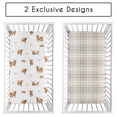 thumbnail image 2 of Sweet Jojo Designs Boho Highland Cow & Plaid Boy, Girl, Unisex/Gender Neutral Fitted Crib Sheets Set 2 Piece, 2 of 6
