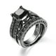 thumbnail image 1 of Compromiso 2 en 1 Set Boda Mujeres Plata Anillo Negro Anillo Vintage Anillos, 1 of 4