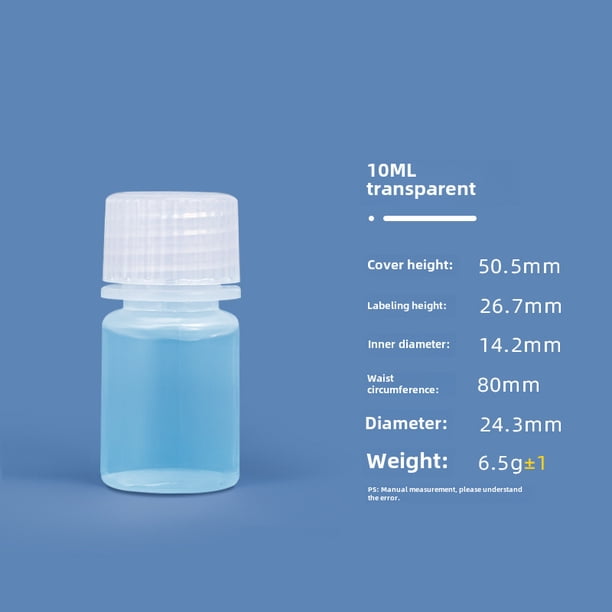 Botella de boca ancha sellada de 5ML-1L, transparente, marrón, resistente a altas temperaturas, a prueba de luz, botella de plástico PP de grado alimenticio para productos químicos