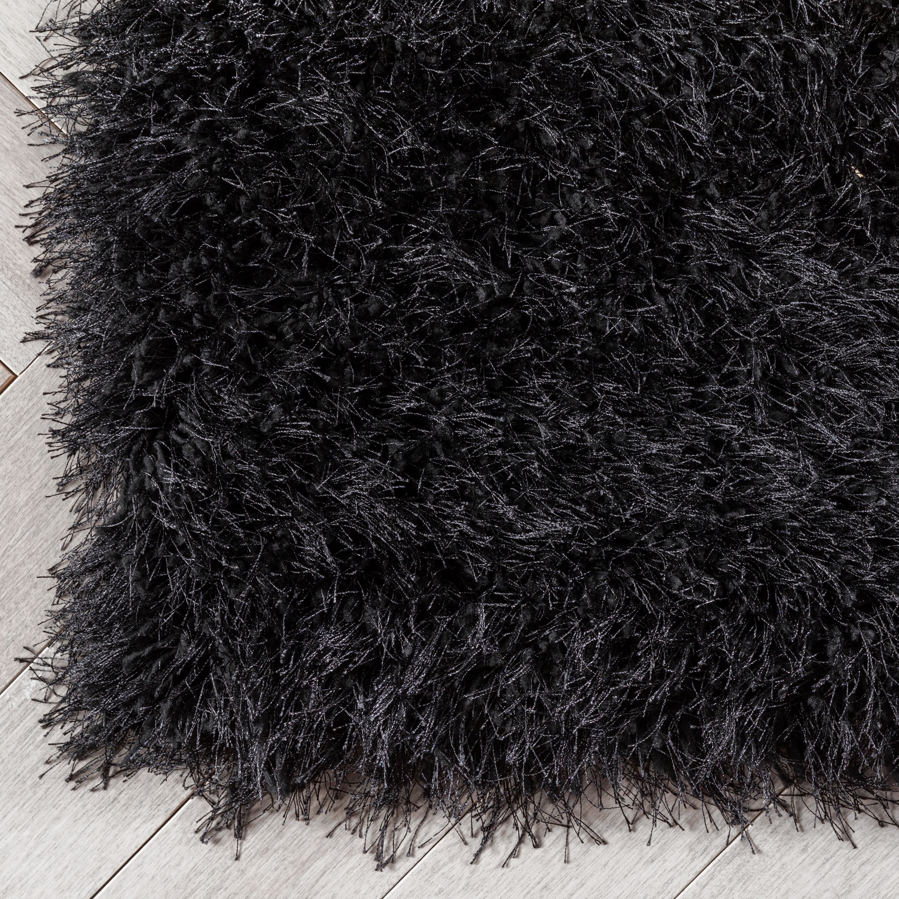 Well Woven Kuki Chie Modern Solid Shag Glam Dark Grey 2'3" x 7'3" Runner Rug