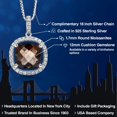 thumbnail image 2 of Gem Stone King 925 Sterling Silver Cushion/Checkerboard Brown Smoky Quartz and White Moissanite Pendant Necklace for Women (6.76 Cttw, with 18 inch Chain), 2 of 6