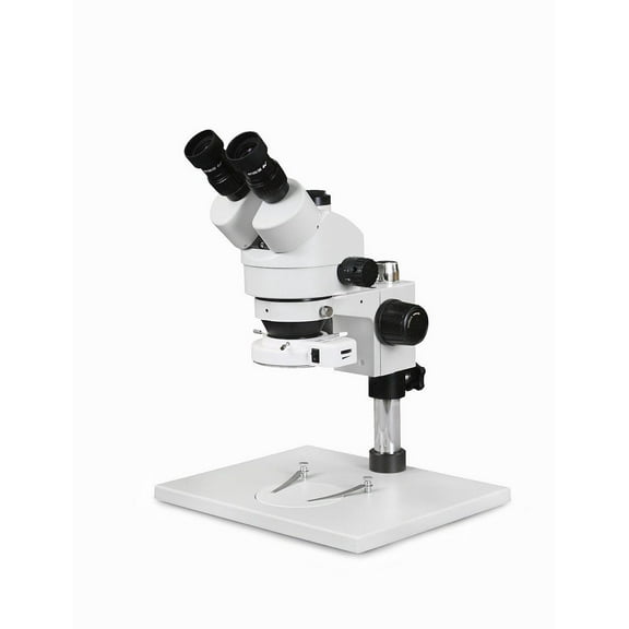 Vision Scientific Trinocular Zoom Stereo Microscope, 10x Widefield Eyepiece, 0.7x4.5x Zoom Range, 7x45x Magnification Range, Pillar Stand with Large Base