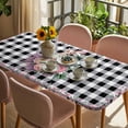thumbnail image 3 of Easter Bunny Roses Table Cloths for 5 Foot Rectangle Tables, Pink Floral Spring Black Buffalo Plaid Patio Waterproof Elastic Fitted Tablecloths, Washable Rectangular Table Cover for Camping, 3 of 8