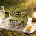 thumbnail image 3 of Compact Double Layer Ice Cube Tray with Lid & Bin, Pull-Out Ice Drawer with Shovel & Portable Handle, One-Click Demolding for Home, Office, RV(RL Green 1 PC), 3 of 6