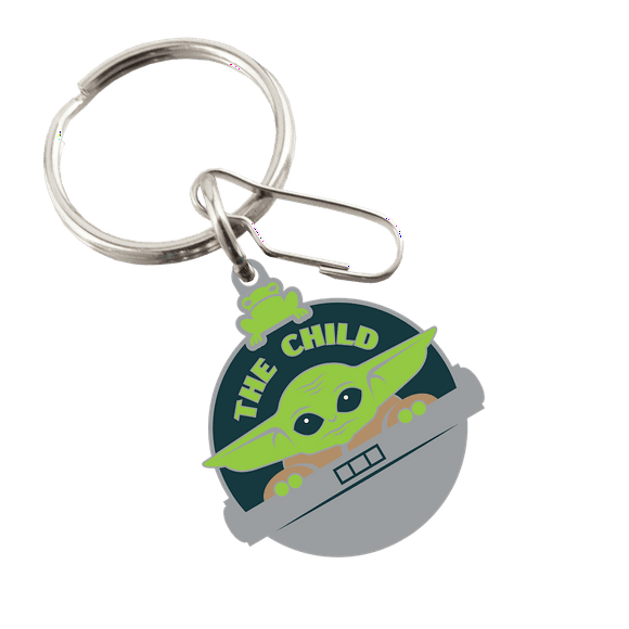 Plasticolor Porte-Clés 004515R01 Star Wars; The Mandalorian The Child; Vert/gris; Métal et Émail; avec Anneau Fendu et Clip