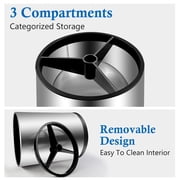 Godance Extra Large Kitchen Utensil Holder, 360° Rotating Stainless Steel Cooking Utensil Holder for Countertop, 3 Compartment Flatware Organizer & Cooking Caddy with Removable Base(Silvery)