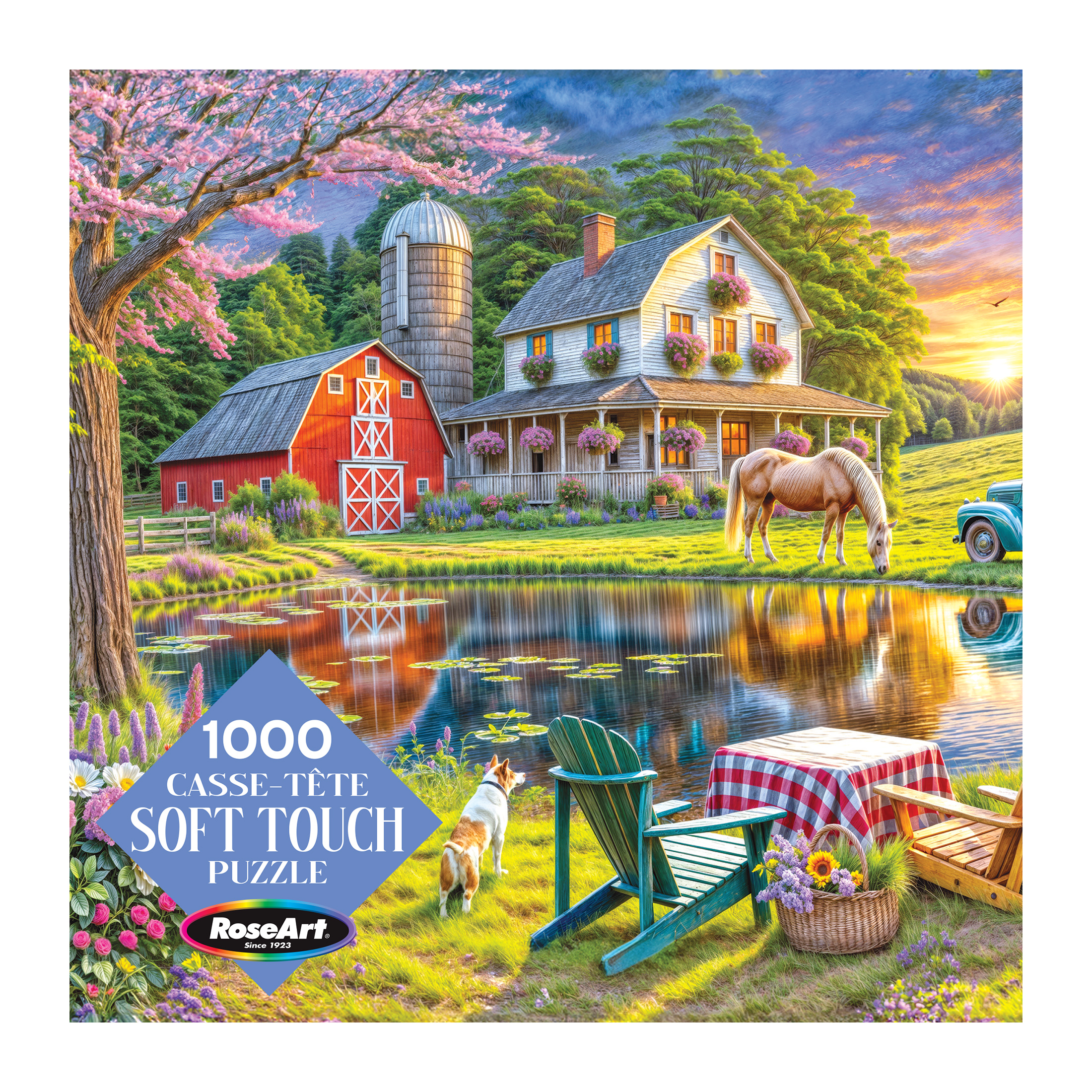 RoseArt - Soft Touch 1000-Piece - Backyard- Adult Interlocking Puzzle
