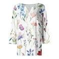 thumbnail image 4 of Womens 3/4 Length Sleeve Tops Casual Henley Summer Shirts Loose Fit Three Quarter Length Sleeve Blouses, 4 of 5