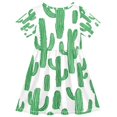 thumbnail image 2 of FORMRS Girls Short Sleeve Dress Summer Casual Round Neck A-line Beach Sundress, Sizes 2T-8T, Cactus Pattern, 2 of 8