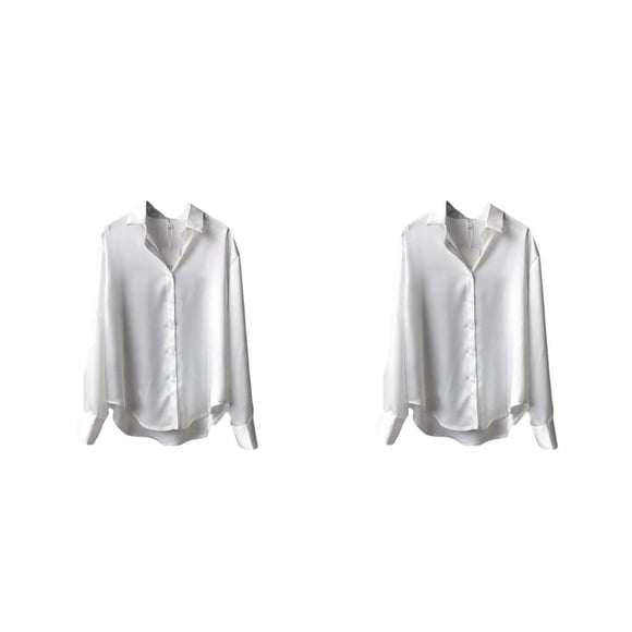 Qarigey Camisa de mujer Color sólido Primavera Trabajo Oficina Escuela Negocios Fecha Casual Ropa de calle suelta Tops para mujer Damas XXL XXL 2piezas