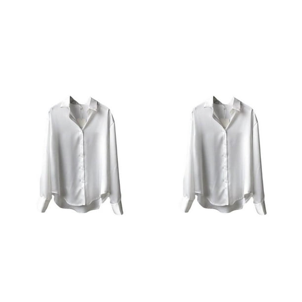 Qarigey Camisa de mujer Color sólido Primavera Trabajo Oficina Escuela Negocios Fecha Casual Ropa de calle suelta Tops para mujer Damas XXL XXL 2piezas