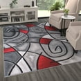 thumbnail image 3 of BizChair Modern Contemporary Area Rug, Red Grey Black (6 Feet X 9 Feet), 3 of 7
